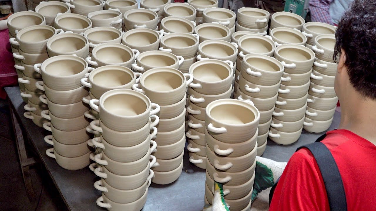 한국의 다이소 뚝배기 공장. 신기한 뚝배기 그릇 대량생산 과정